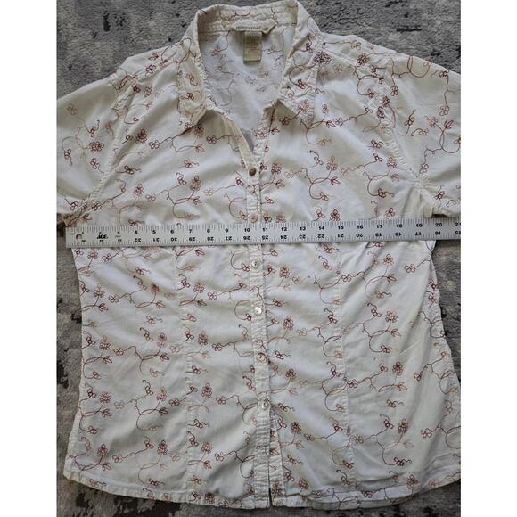 Horny Toad Organic Cotton Embroidered Button Down Large Boho Cottagecore Paisley - Picture 4 of 14